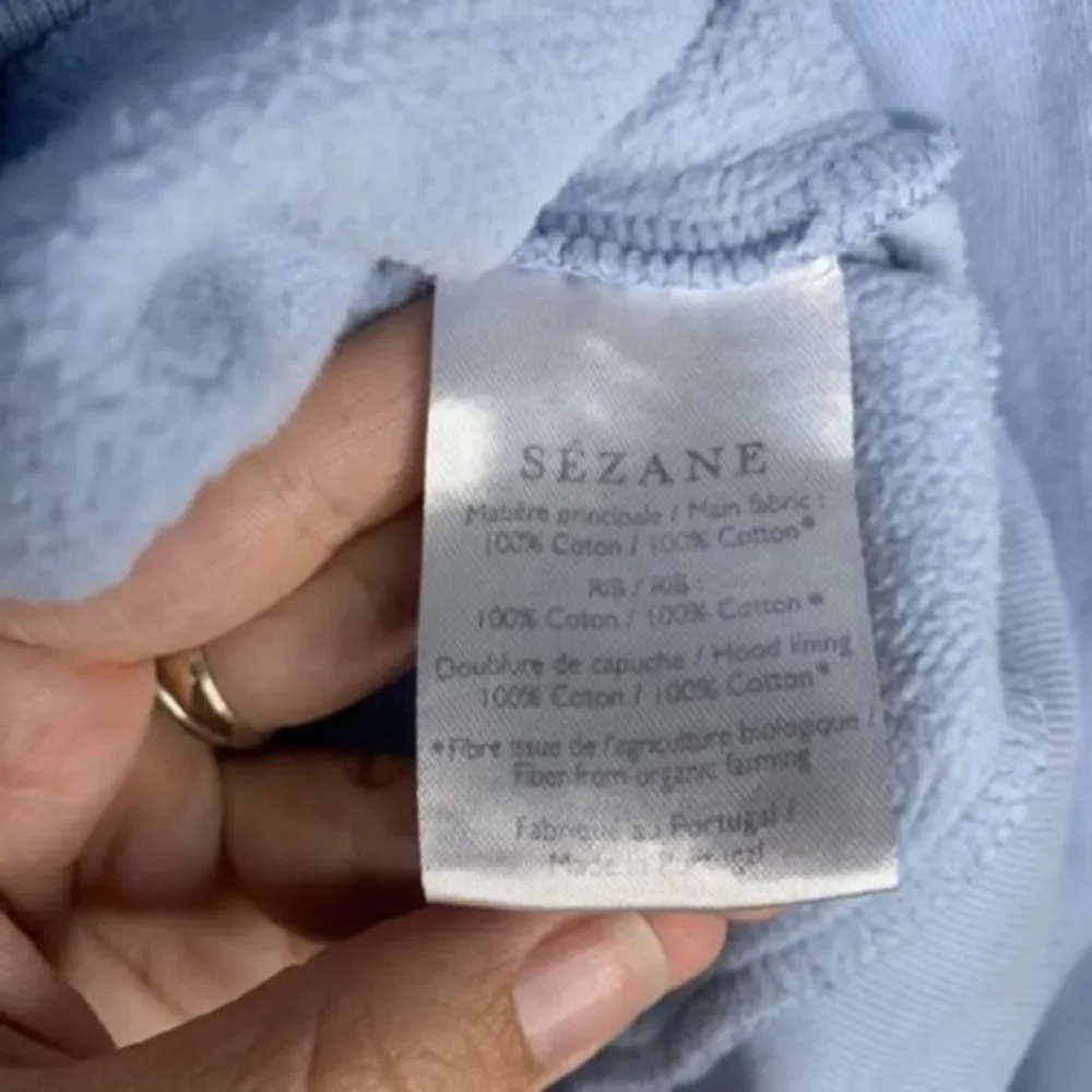 Sezane Hoodie Pullover Sweatshirt Sweat Pacey Sky Blue Women’s Size Extra Small - Picture 9 of 10